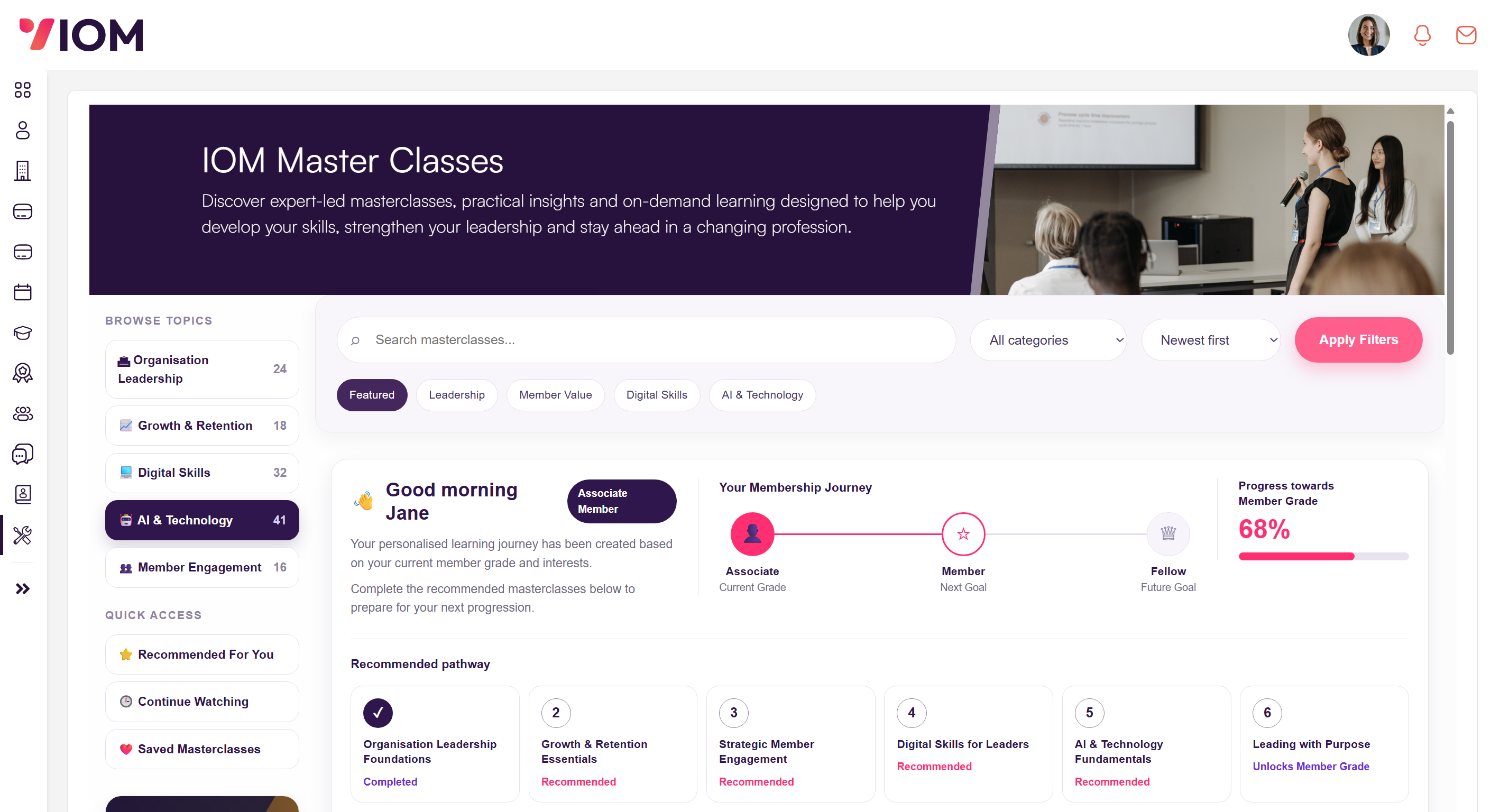 MemEx Member Portal learning and masterclasses experience