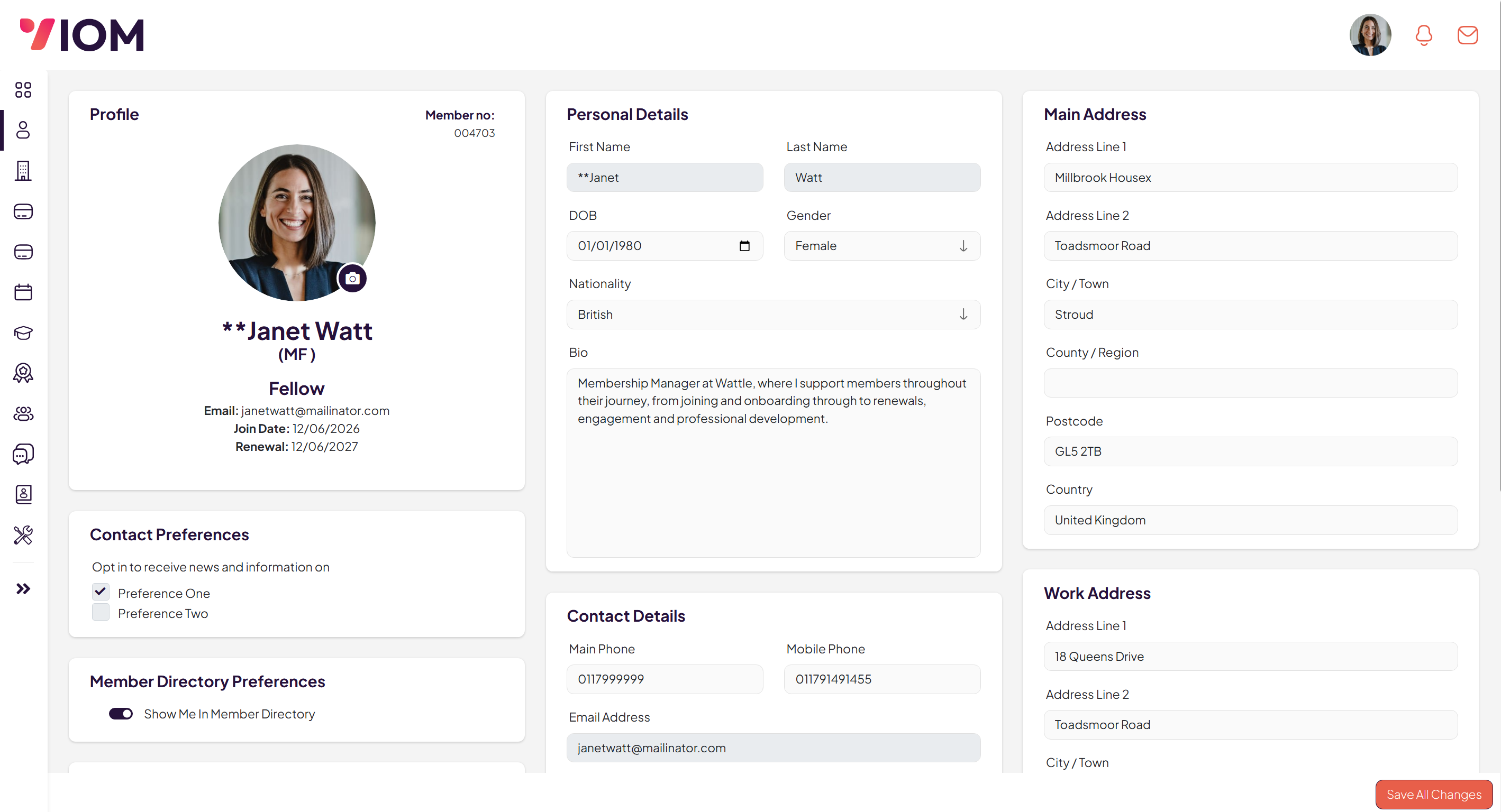 MemEx Member Portal profile management