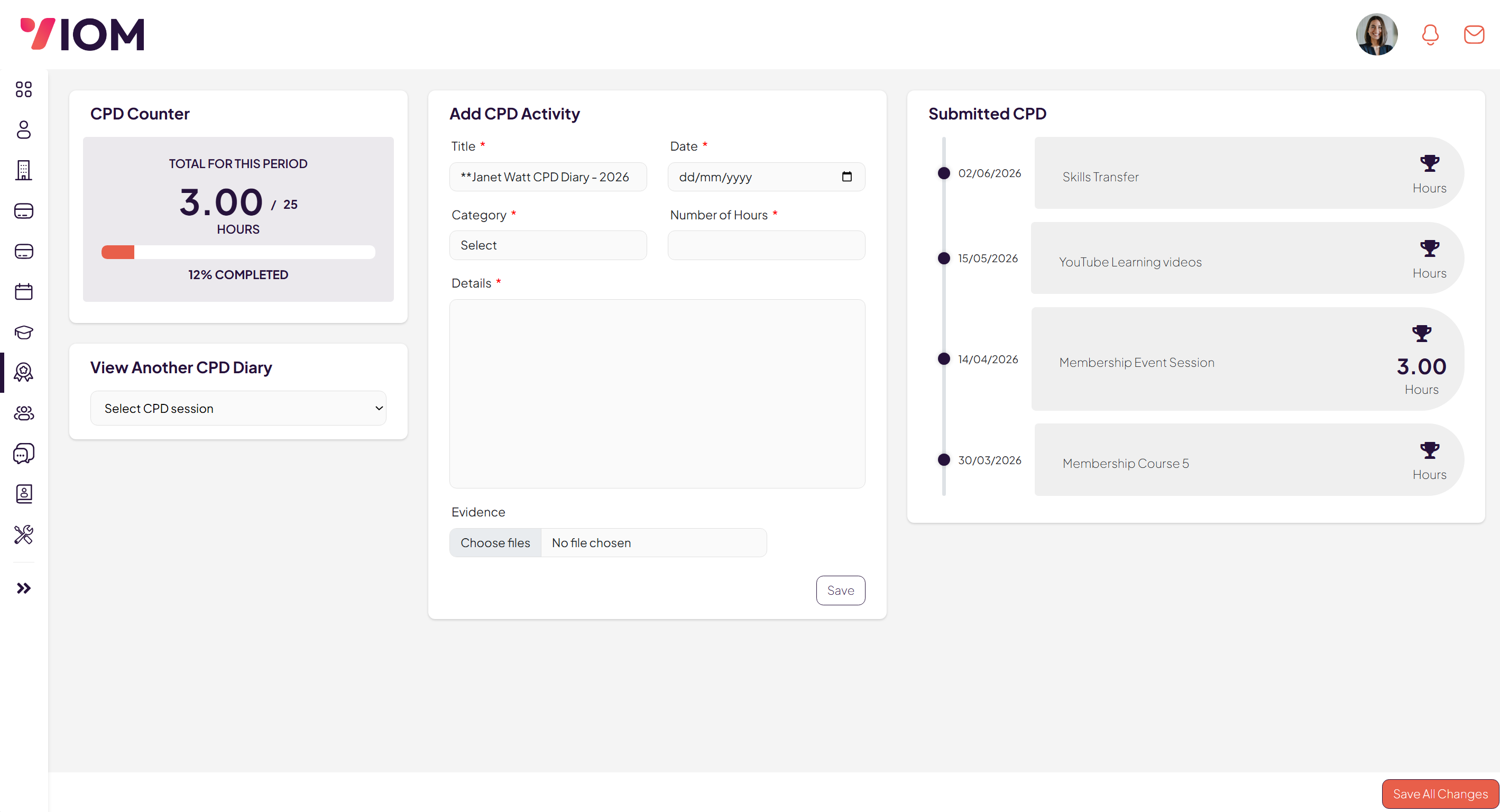 MemEx Member Portal CPD management