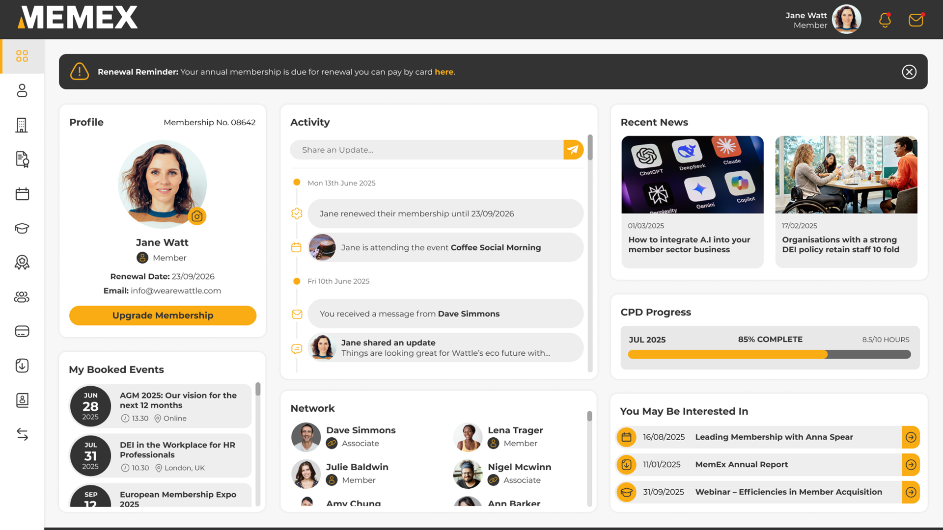 Memex Portal Screenshot