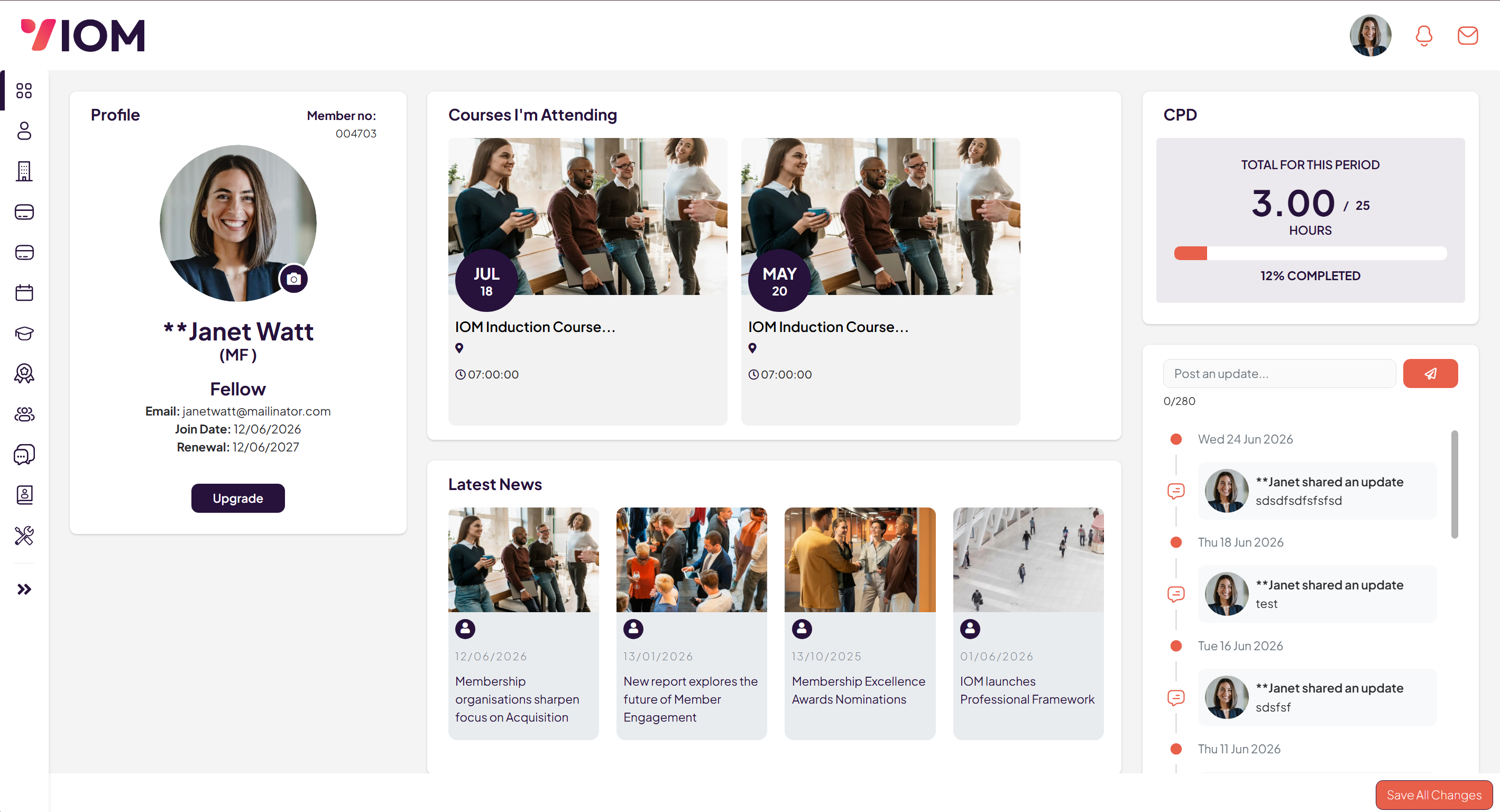 MemEx Member Portal dashboard